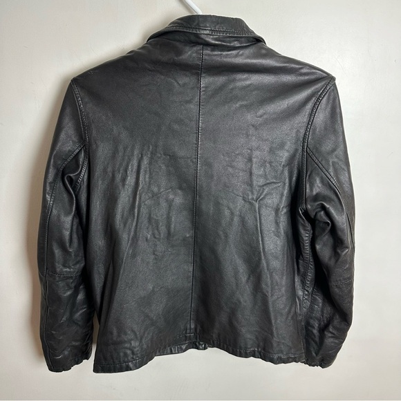 Arrow Leather Bomber Jacket Men's Size Medium Black Moto Medium Weight Lined - Picture 2 of 10